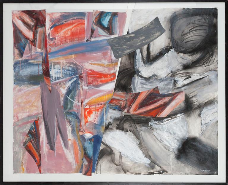 Petr Rehor, acrylic and collage, signed and dated-85.