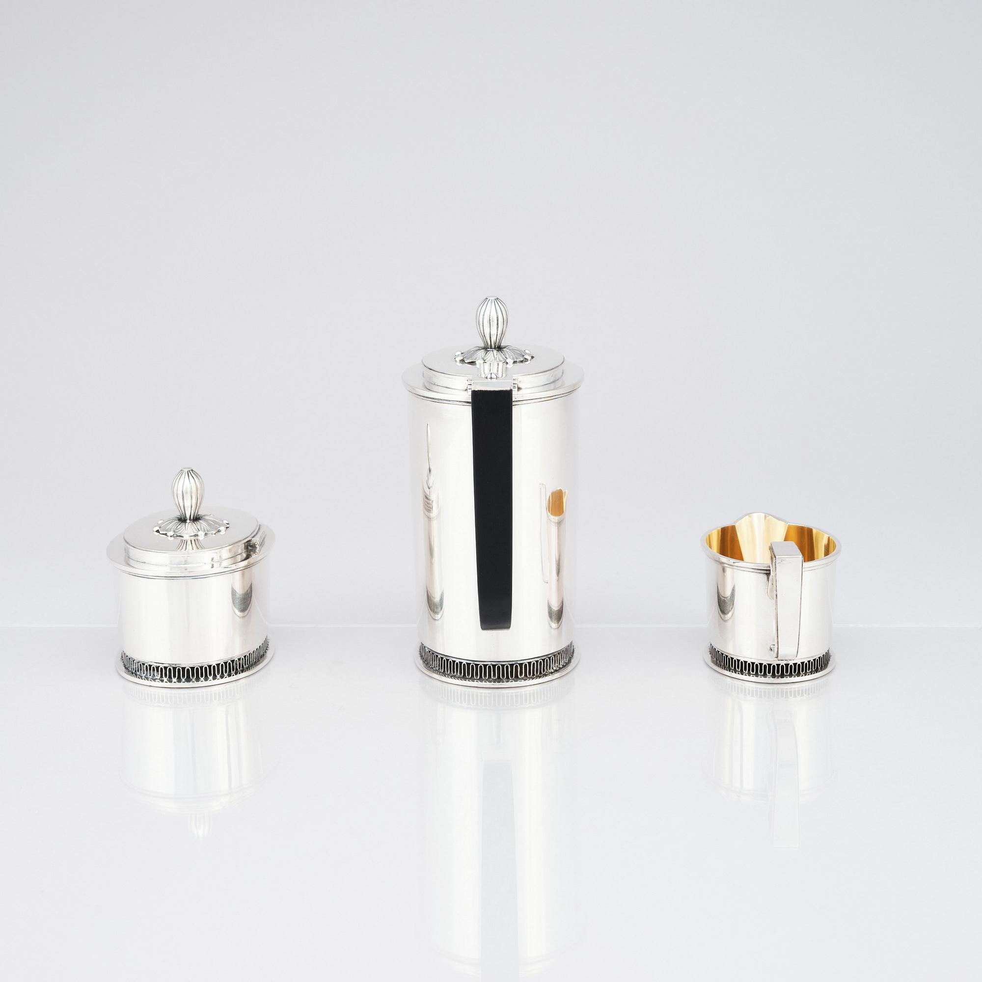 Carl Fredrik Carlman, kaffeservis, 3 delar, Stockholm 1947.
