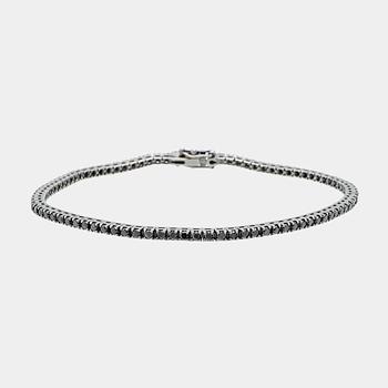 Lanza Carlo, tennis bracelet in 18K blackened white gold with round brilliant-cut black diamonds, Italy.