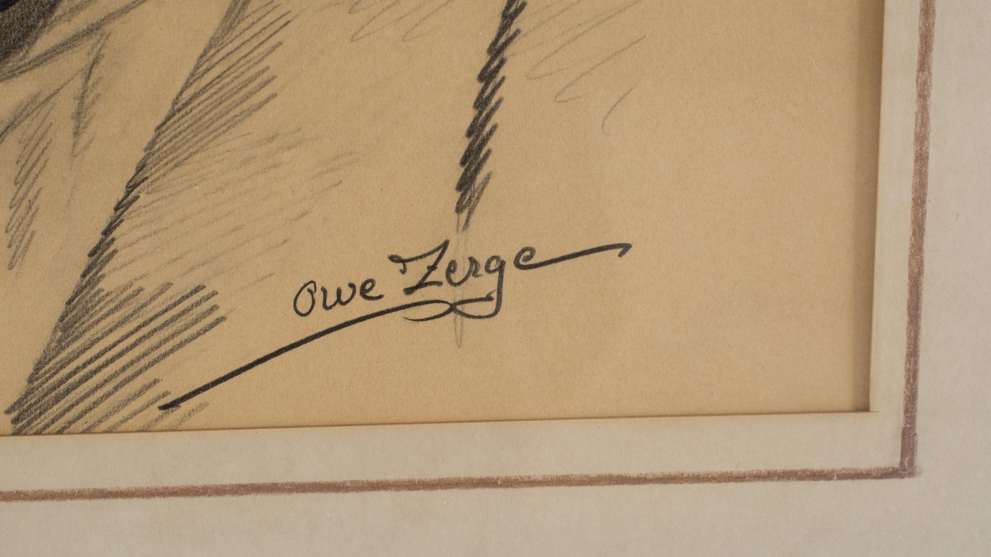 OWE ZERGE, teckning. Signerad.