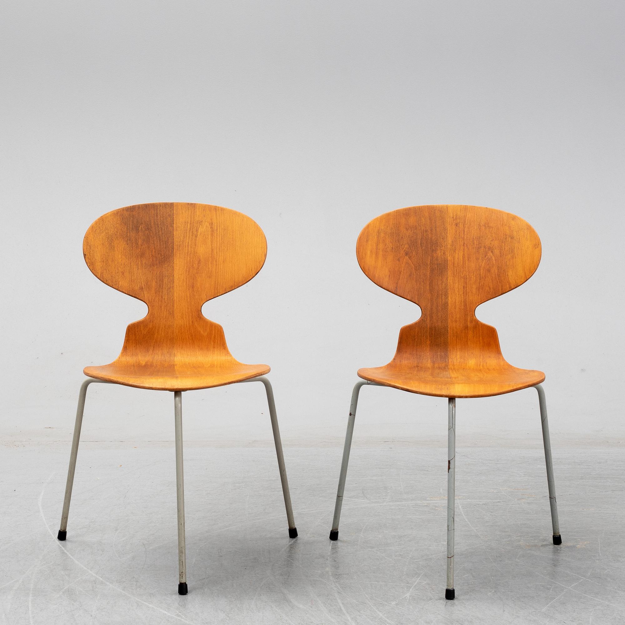 ARNE JACOBSEN, six 'Ant' chairs, Friz Hansen, Denmark, 1950's.