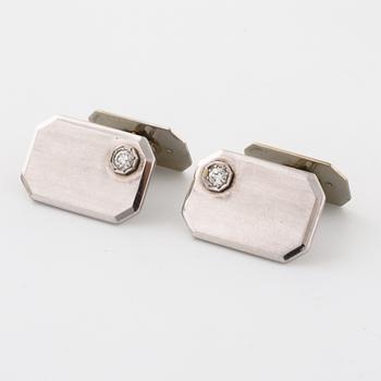 A pair of brilliant cut diamond cufflink by Gustav Dahlgren & Co, Malmö, 1945.