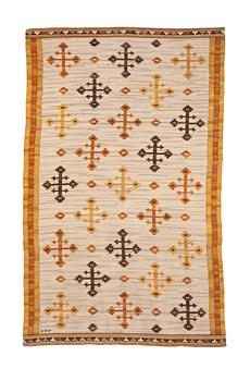 Märta Måås-Fjetterström, a drape, "Gula Dubbelkorset", flat weave, ca 241,5 x 149,5 cm, signed MMF.