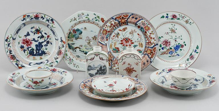 PARTI PORSLIN, 11 delar, Kina, 1700-tal.
