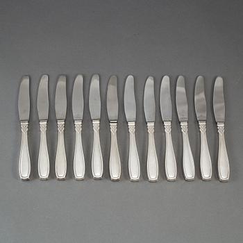 12 silver Art Déco knives, Denmark, most 1930s.