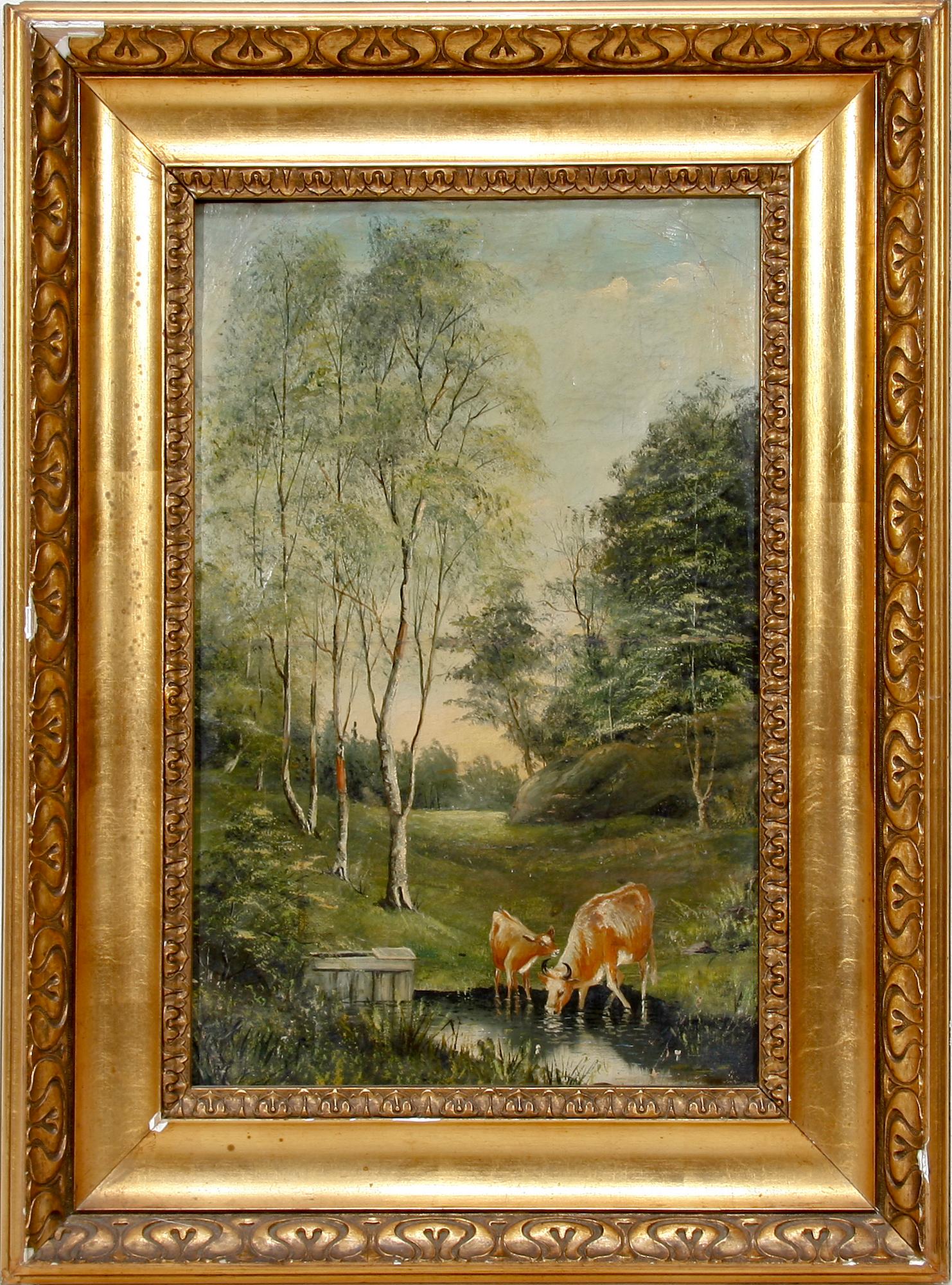 OKÄND KONSTNÄR, olja på duk. Omkring 1900.