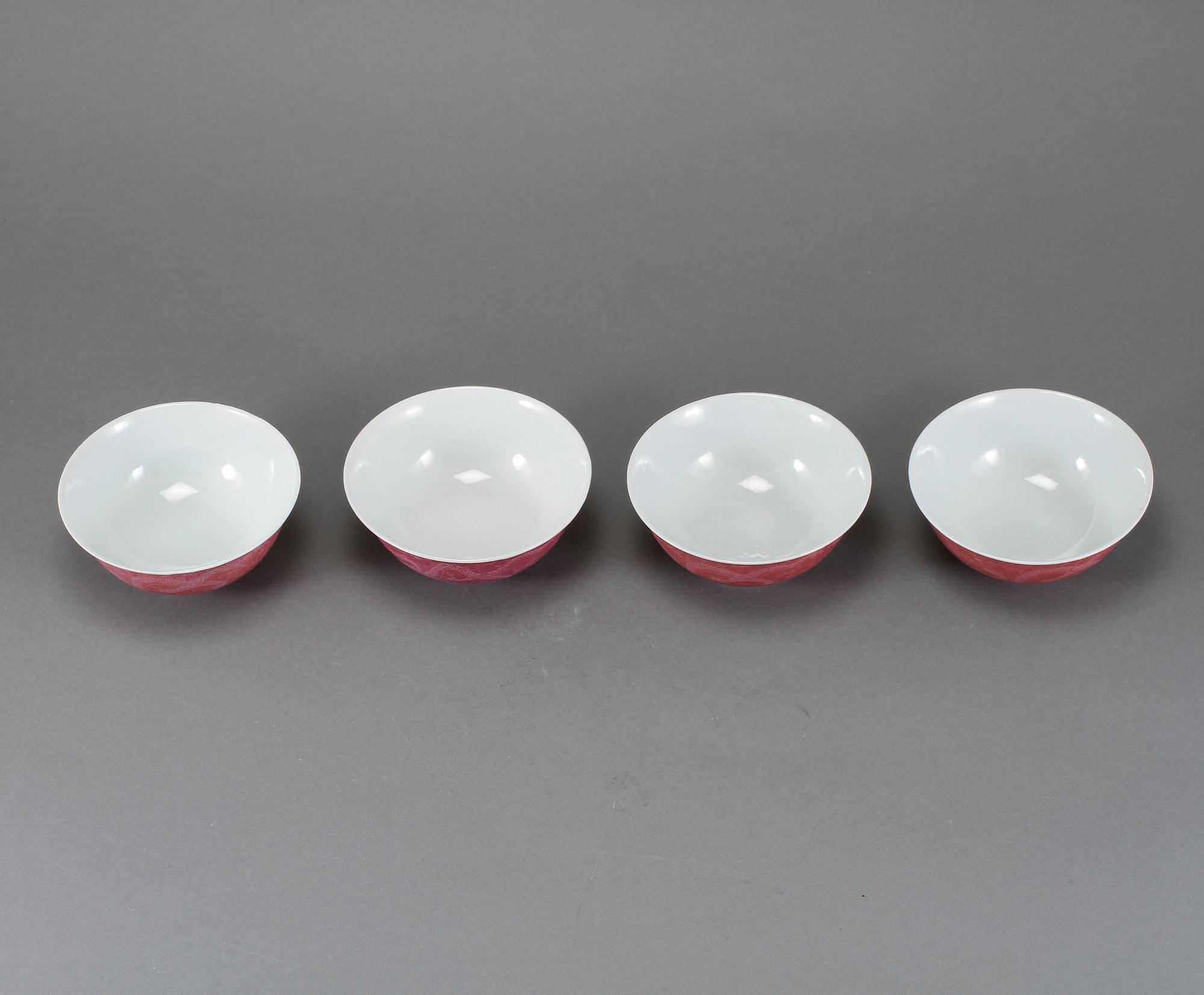 SKÅLAR, 4 st, porslin, Kina, modern tillverkning.