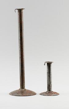 LJUSSTAKAR, 2 st, plåt, 1700-tal.