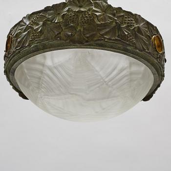 A patinated bronze Jugend ceiling light from Böhlmarks, 1907-24.