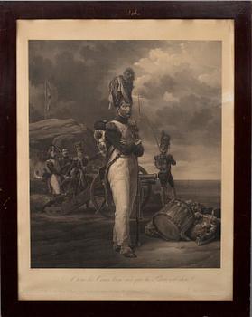 LITOGRAFI, efter Horace Vernet, Frankrike 1800-tal.