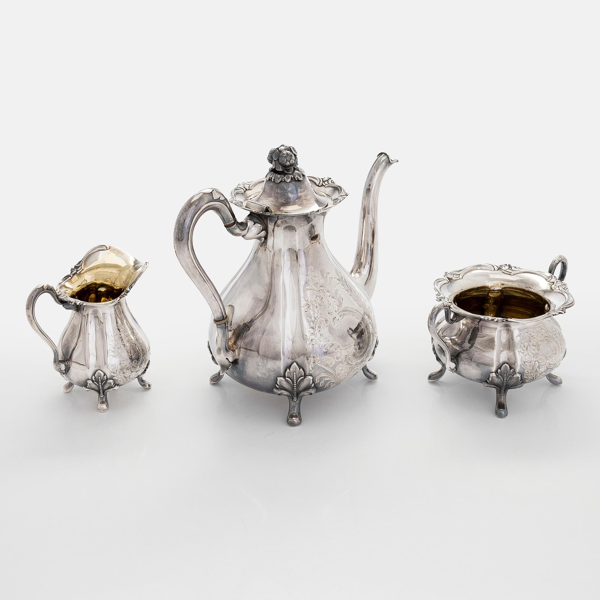 A three-piece silver coffee set, Kultakeskus, Hämeenlinna 1967.