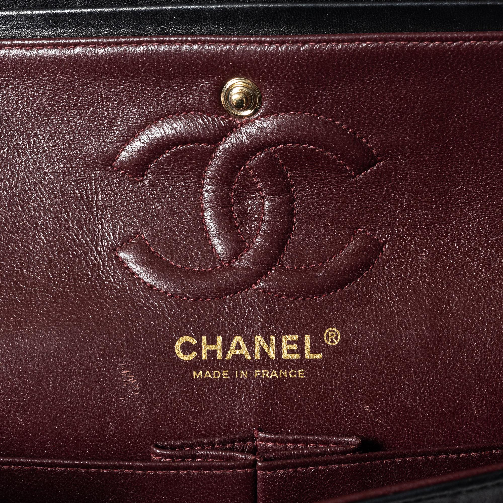Chanel, A black leather 'Double Flap Bag Small'.