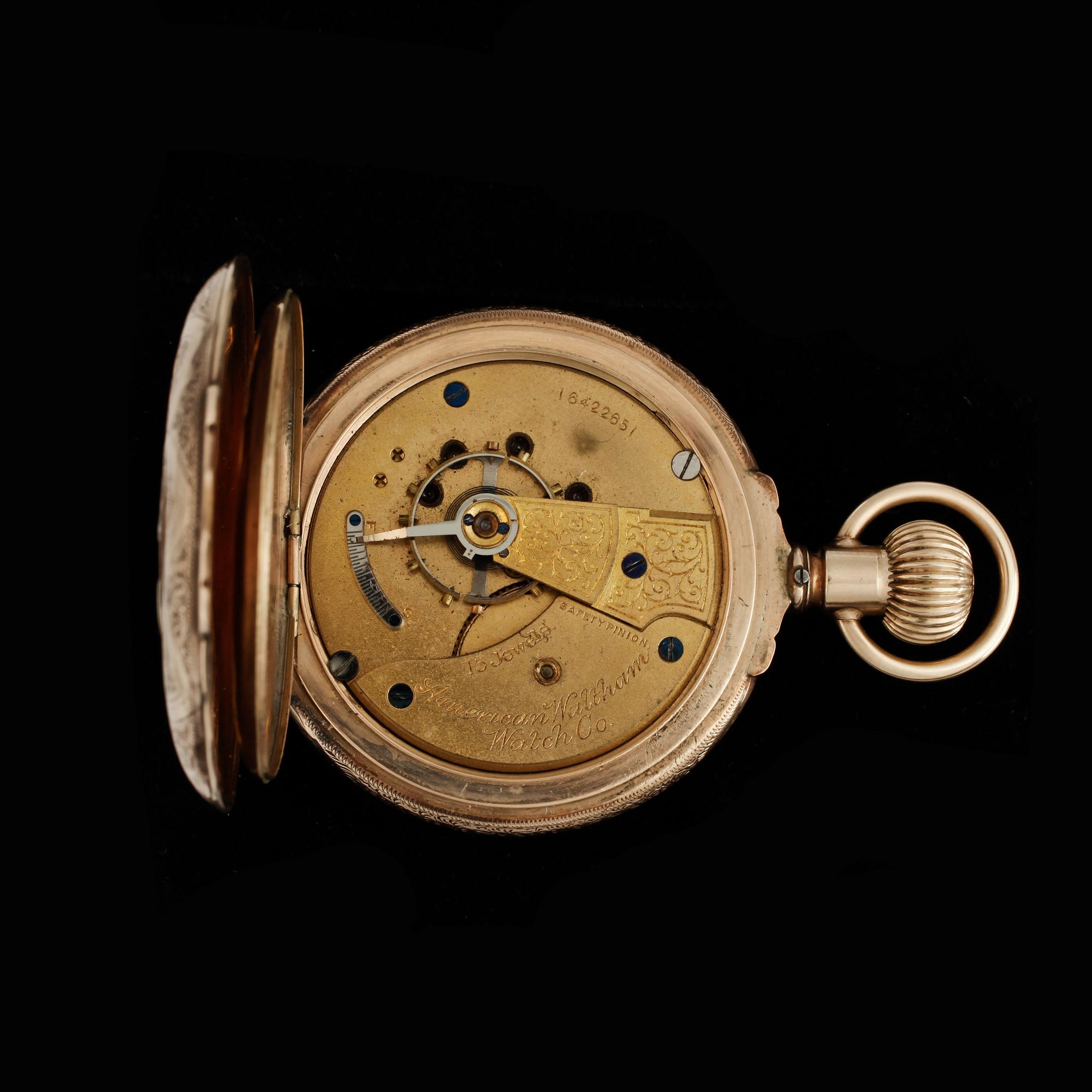 SAVONETTUR, fickur, 14k guld, quatre couleurs, Waltham Watch Co, modell 1883, USA. Vikt ca151g.