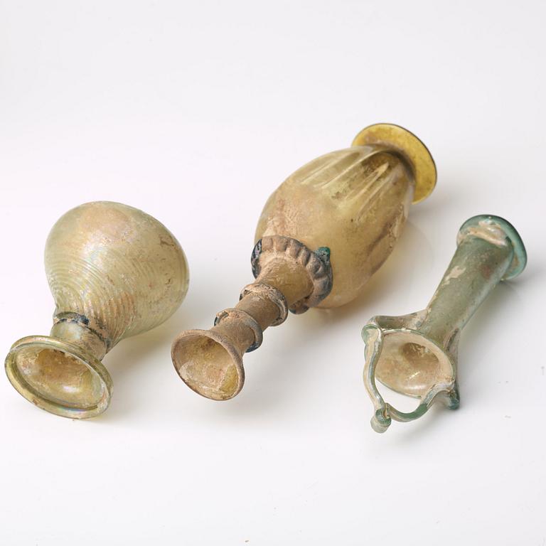 A group of roman glass ware, presumably 3rd-10th Century A.D.