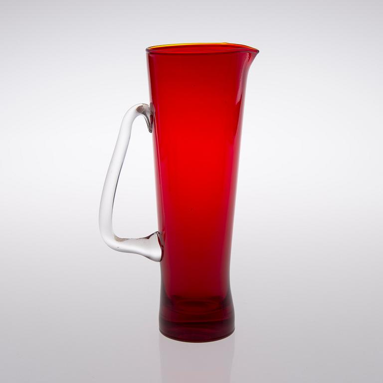 A 'Milano' glass pitcher with 4 glasses. Design in 1957 for the Milan Triennial.