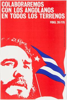 POLITISK AFFISH, "FIDEL 26-7-76", utgiven av Departamento De Orientation Revolucionaria del CC-PCC-1976.