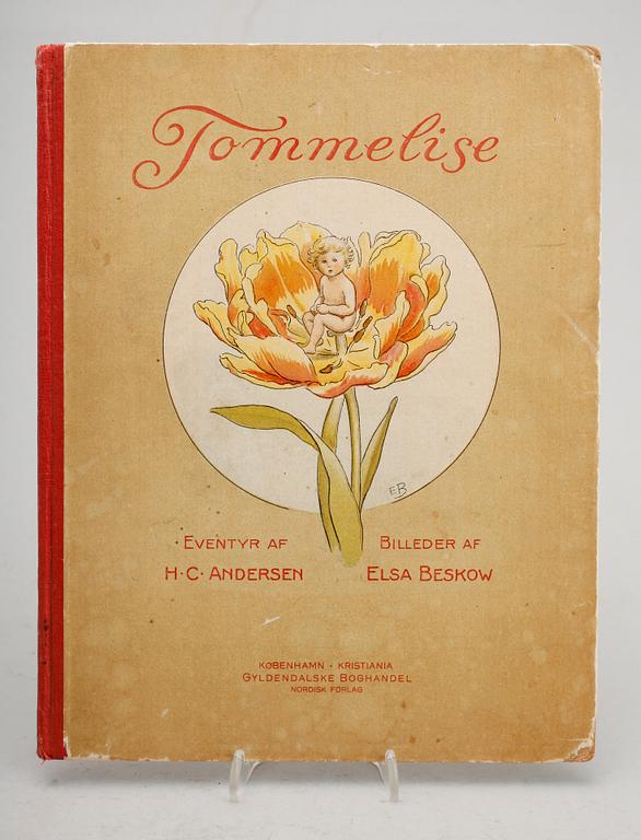 BOK, Tommelise, eventyr af HC Andersen, billeder af Elsa Beskow. Med blyertsdedikation av Elsa Beskow.