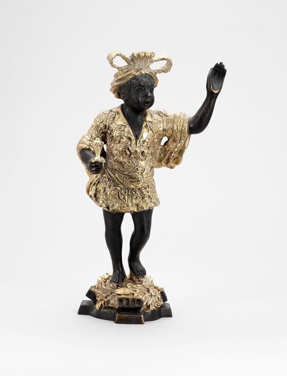 SKULPTUR, morian, brons, 1800/1900-tal.