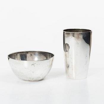 Guldsmedsaktiebolaget (GAB), Skål och vas, silver, Stockholm 1923-1928.