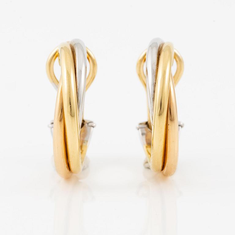Cartier a pair of "Trinity" earrings 18K gold in three colours.