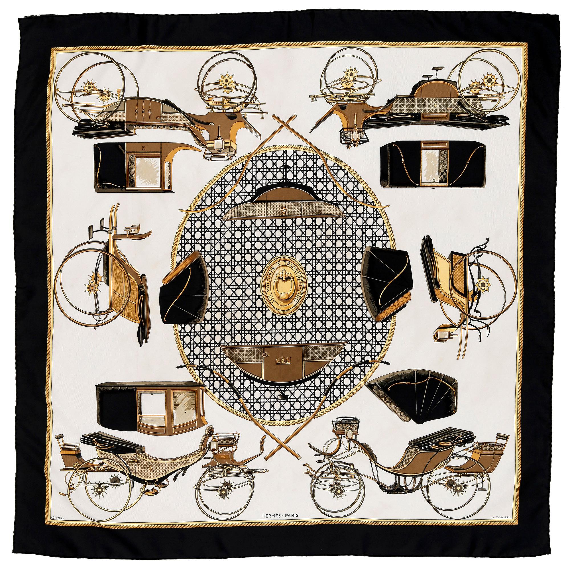 HERMÈS, scarf, "Les voitures en transformation".