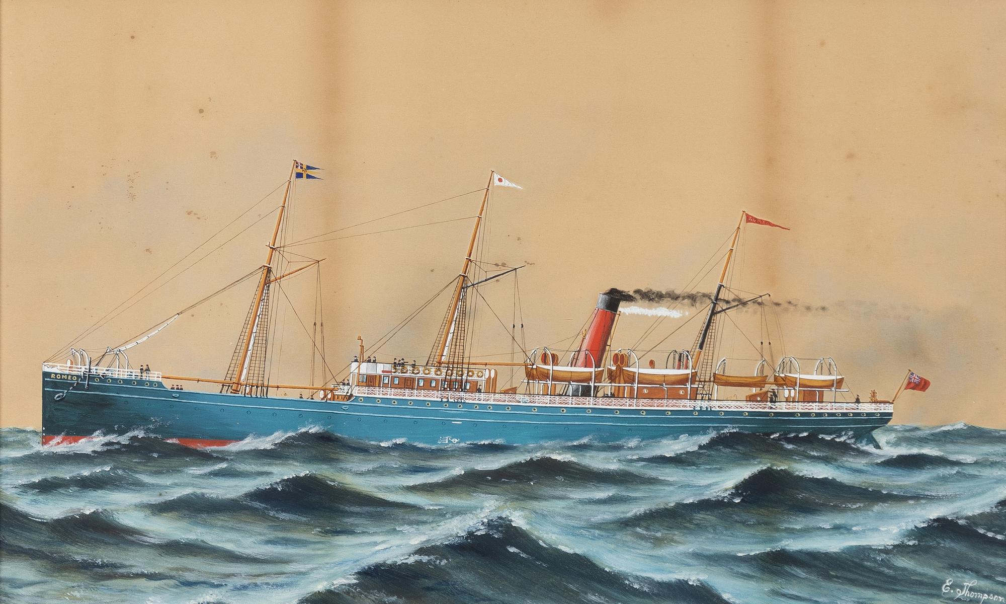 E Thompson, aktiv omkring 1900, Brittiska last- och passagerareångaren "Romeo".