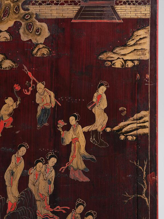 Skåp, förgyllt och rödlackerat. Qingdynastin, 17/1800-tal.