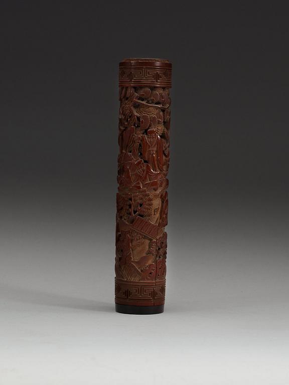 An elaborately carved joss stick holder, Qing dynasty, 18th Century.