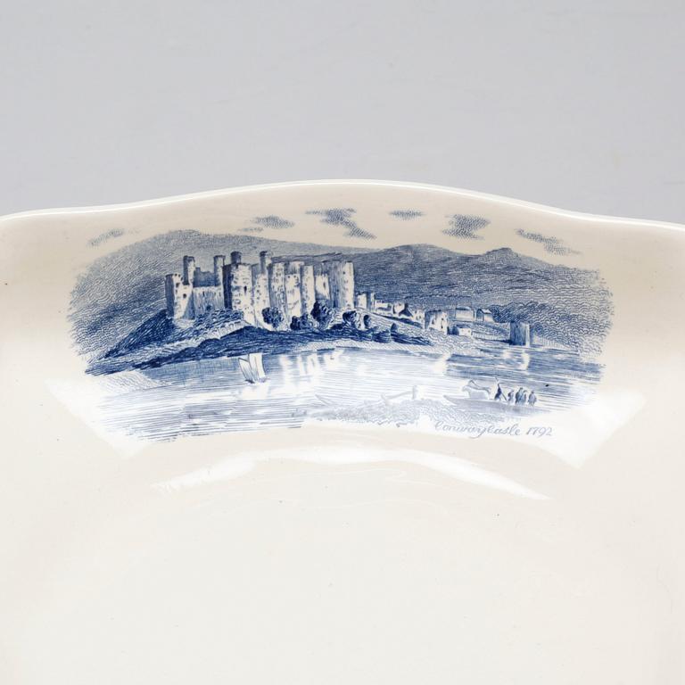 64 pieces of earthenware tableware, model "Old Britain Castles" by Johnson Bros, England, first half of the 20th century.