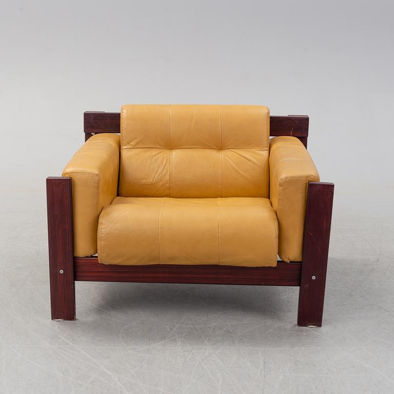 A set of two leather sofas with an easy chair from  Percival Lafer,  Lafer SA, late 20th century.