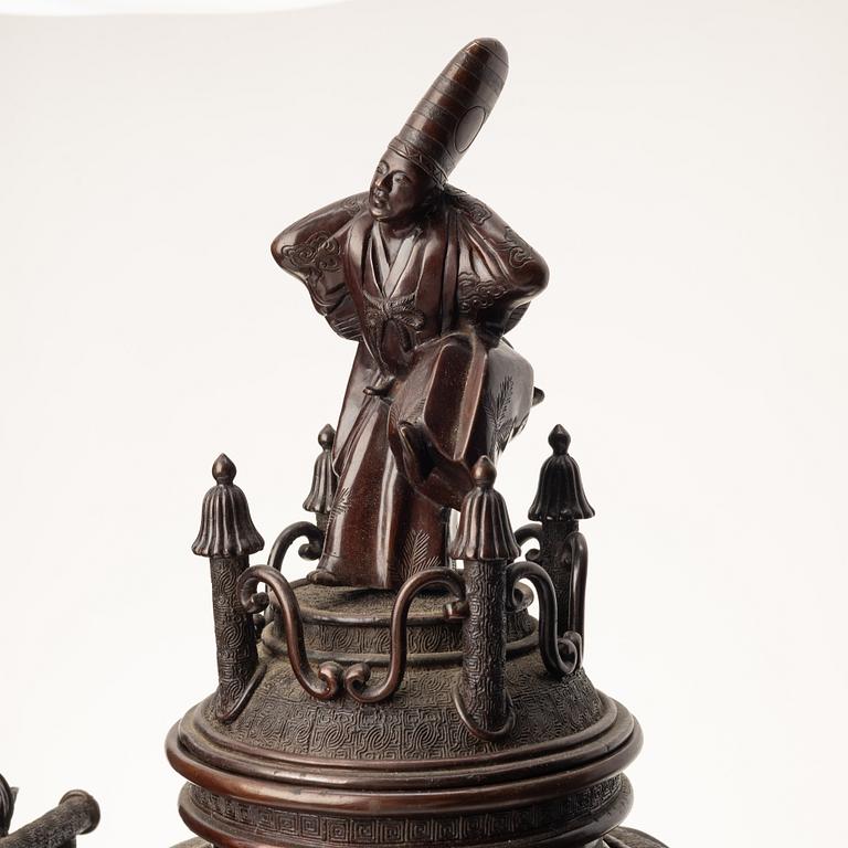 Rökelsekar, brons, Japan, Meiji (1868-1912).