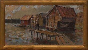 OLOF HERMELIN, olja på pannå. Monogramsignerad.