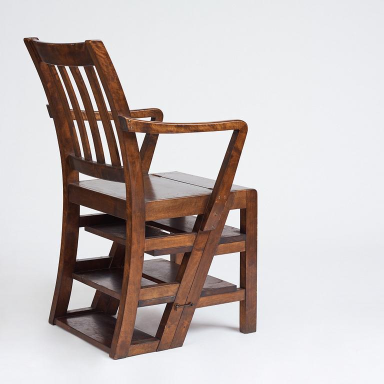 Axel Einar Hjorth, a stained birch library chair/-ladder, Nordiska Kompaniet, 1929, made to the crown prince Gustaf Adolf.