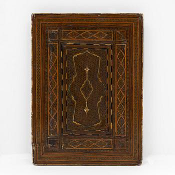 A Qajar Khatamkari laque mirror, circa 1900.