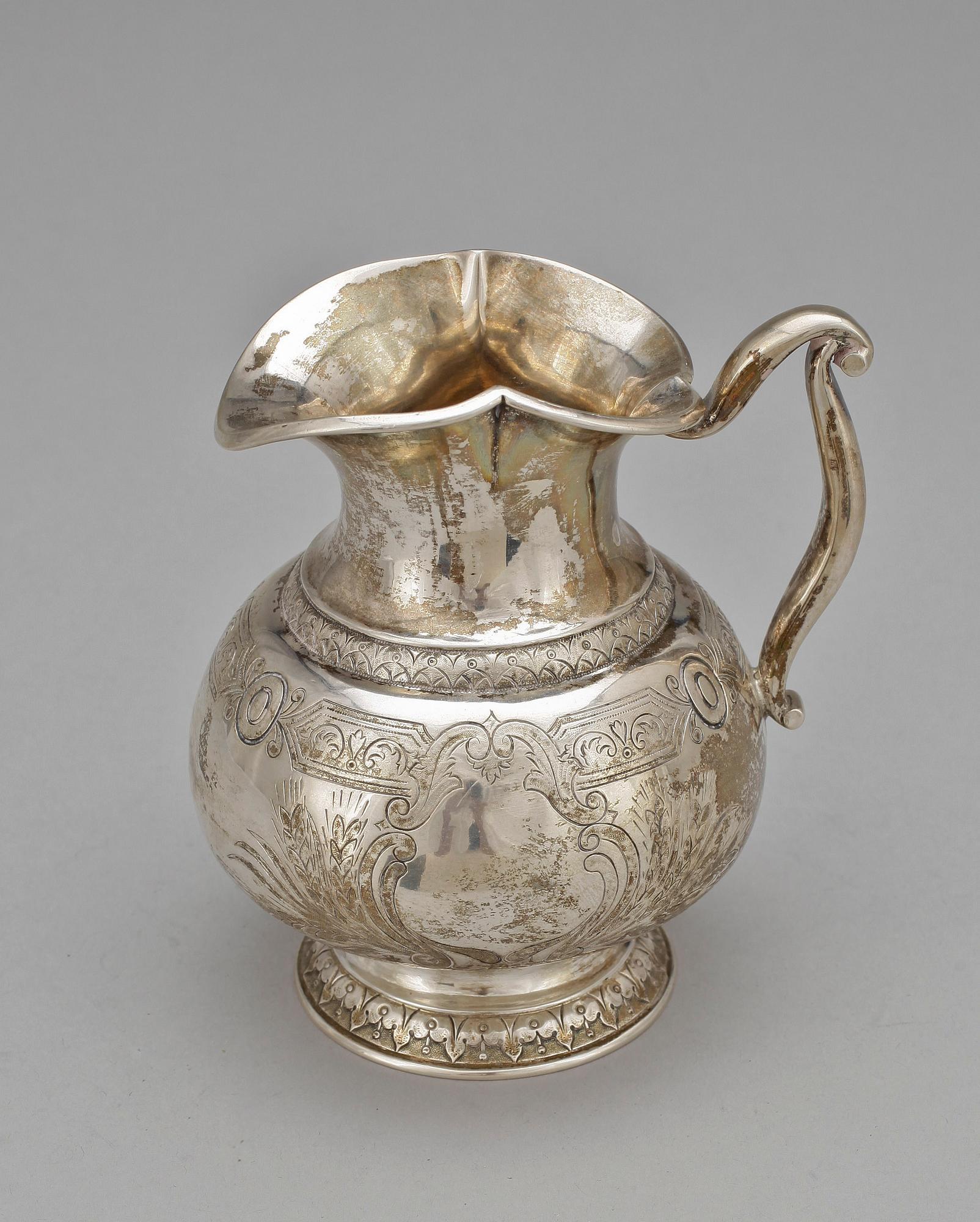 GRÄDDKANNA, silver, trol V. Christiensen, kontrollstämpel Simon Groth, Köpenhamn, Danmark, 1872. Tot vikt ca 231 g.