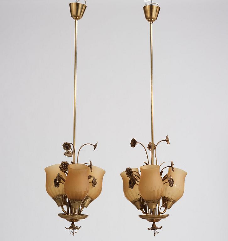 Bröderna Malmströms
metallvarufabrik., a pair of ceiling lamps, Swedish Modern, Malmö 1940's.