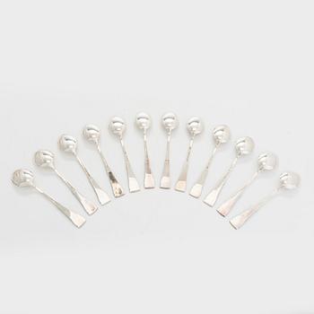 Mauno Honkanen, A 12-piece set of silver coffee spoons "Tähkä", Tillander, Helsinki 1963.