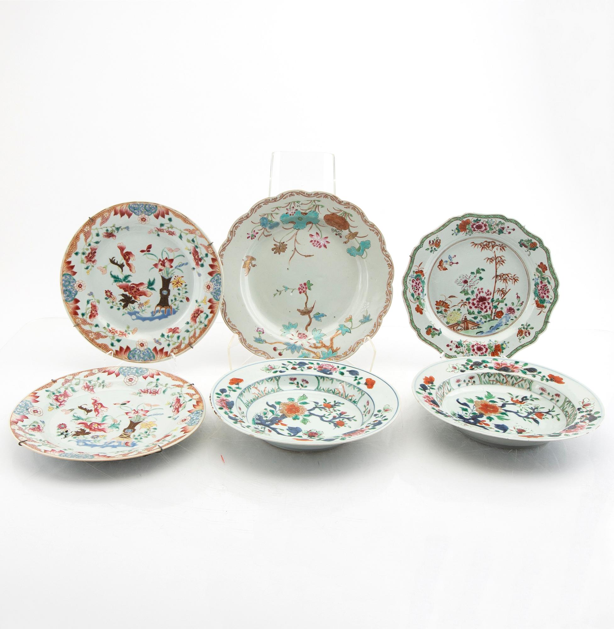 Tallrikar 6 st Kina 1700-tal porslin.