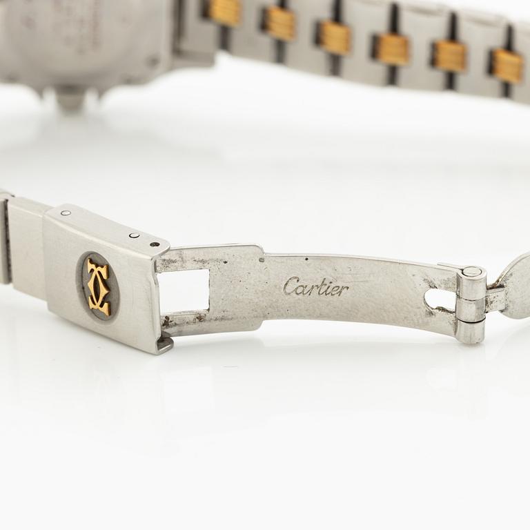 Cartier, Santos, "Godron Bracelet", wristwatch, 23,5 x 23,5 (34,5) mm.