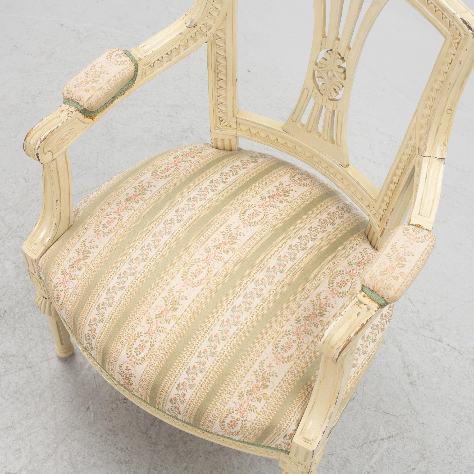 A Gustavian chair, circa 1800.