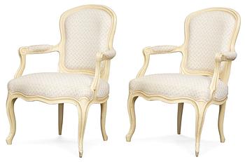 942. A pair of Swedish Rococo armchairs.