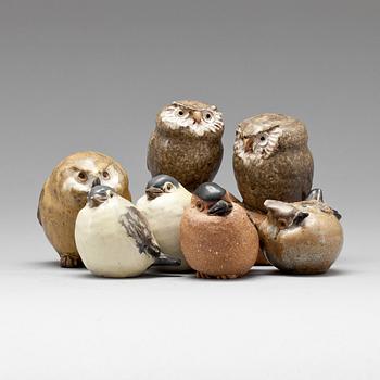 FIGURINER och FIGURGRUPP, 6 st, stengods, Gunnar Hansson, Lomma, 1900-talets andra hälft.