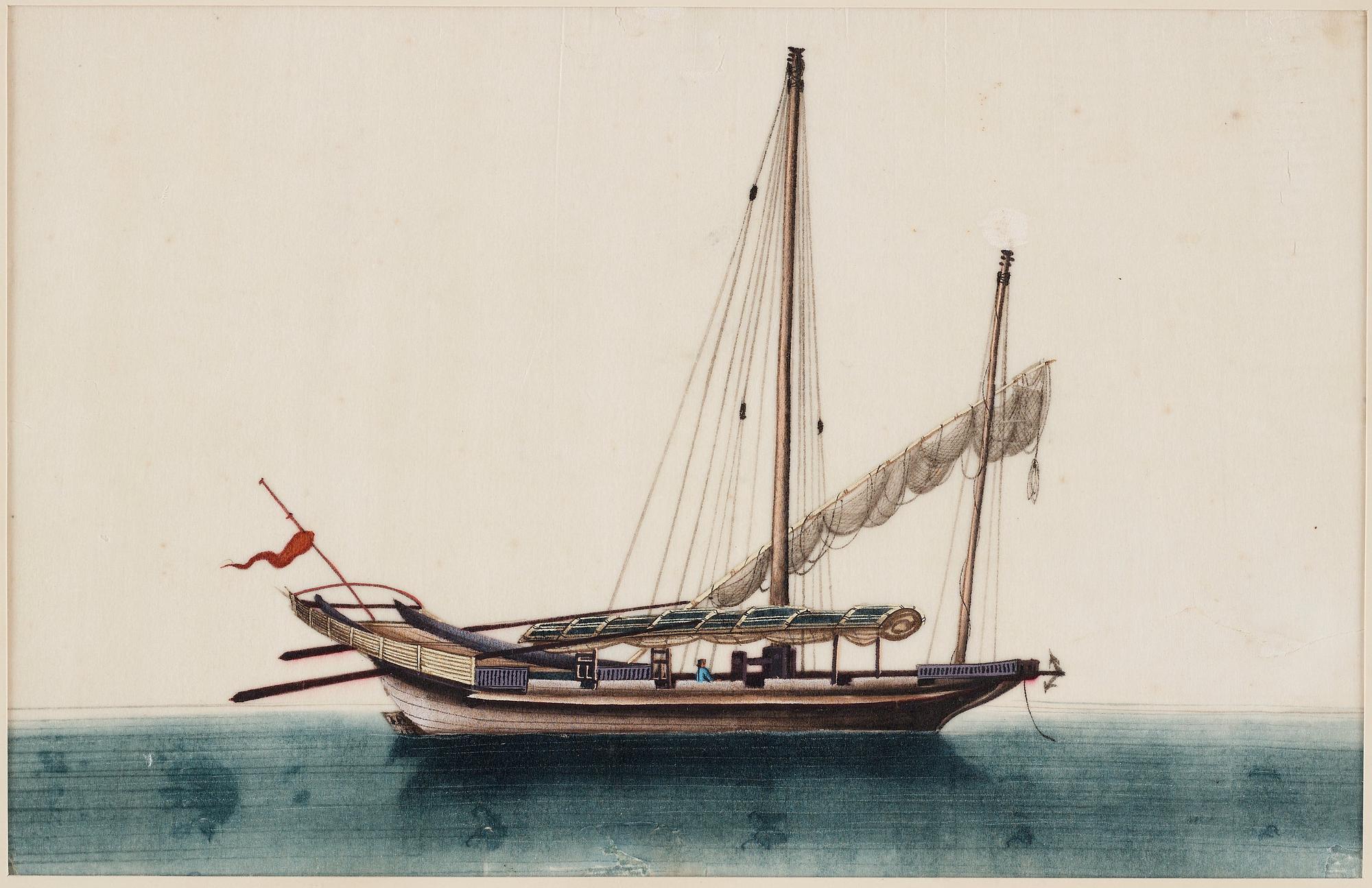 OKÄND KONSTNÄR, 12 stycken, akvarell och tusch på rispapper. Qingdynastin, 1800-tal.
