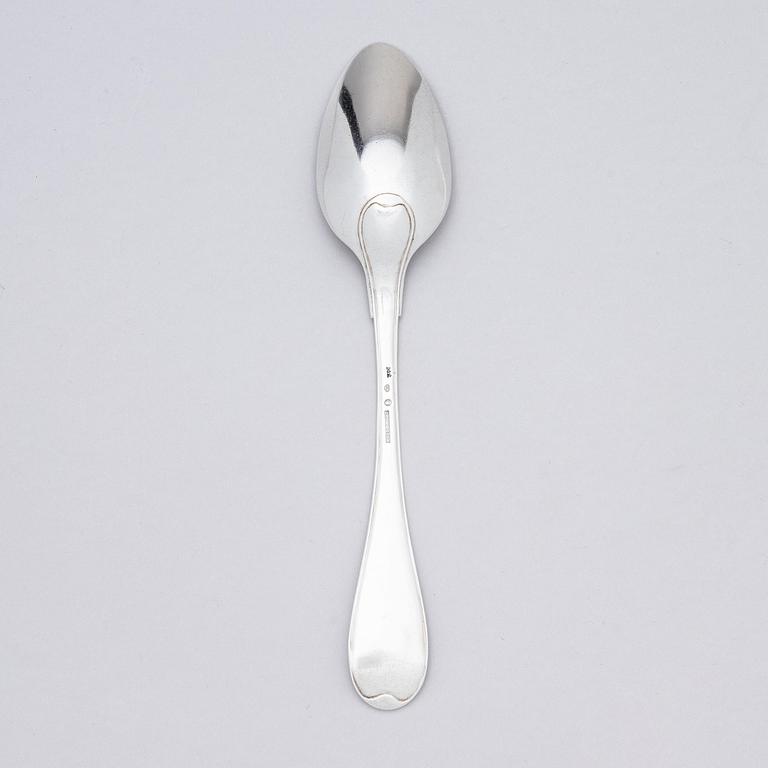 Twelve Swedish 18th century silver spoons, marks of Pehr Zethelius, Stockholm 1794.