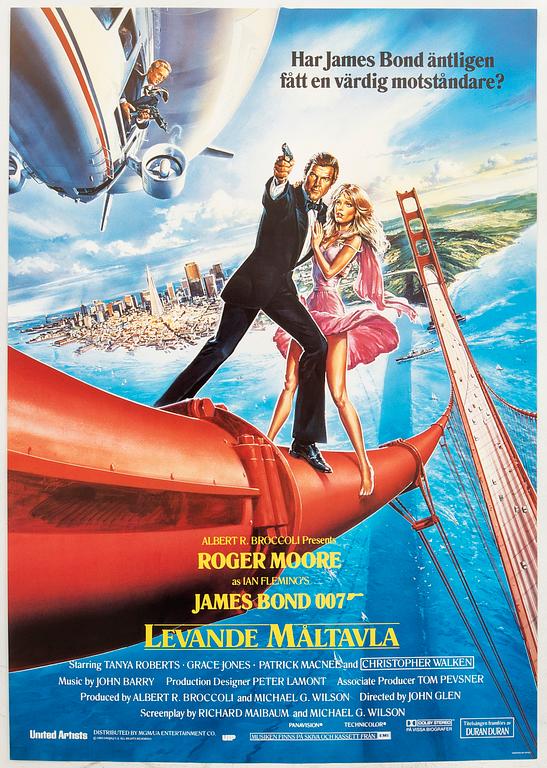 Film poster James Bond "A View to a Kill" 1985.