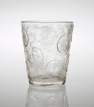 A Vera Lisková cut and engraved glass 'Zodiac Beaker', Kamenický Senov, circa 1947-48.