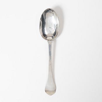 A Swedish silver rat-tail spoon, mark of Jacob Brunck, Stockholm 1733.