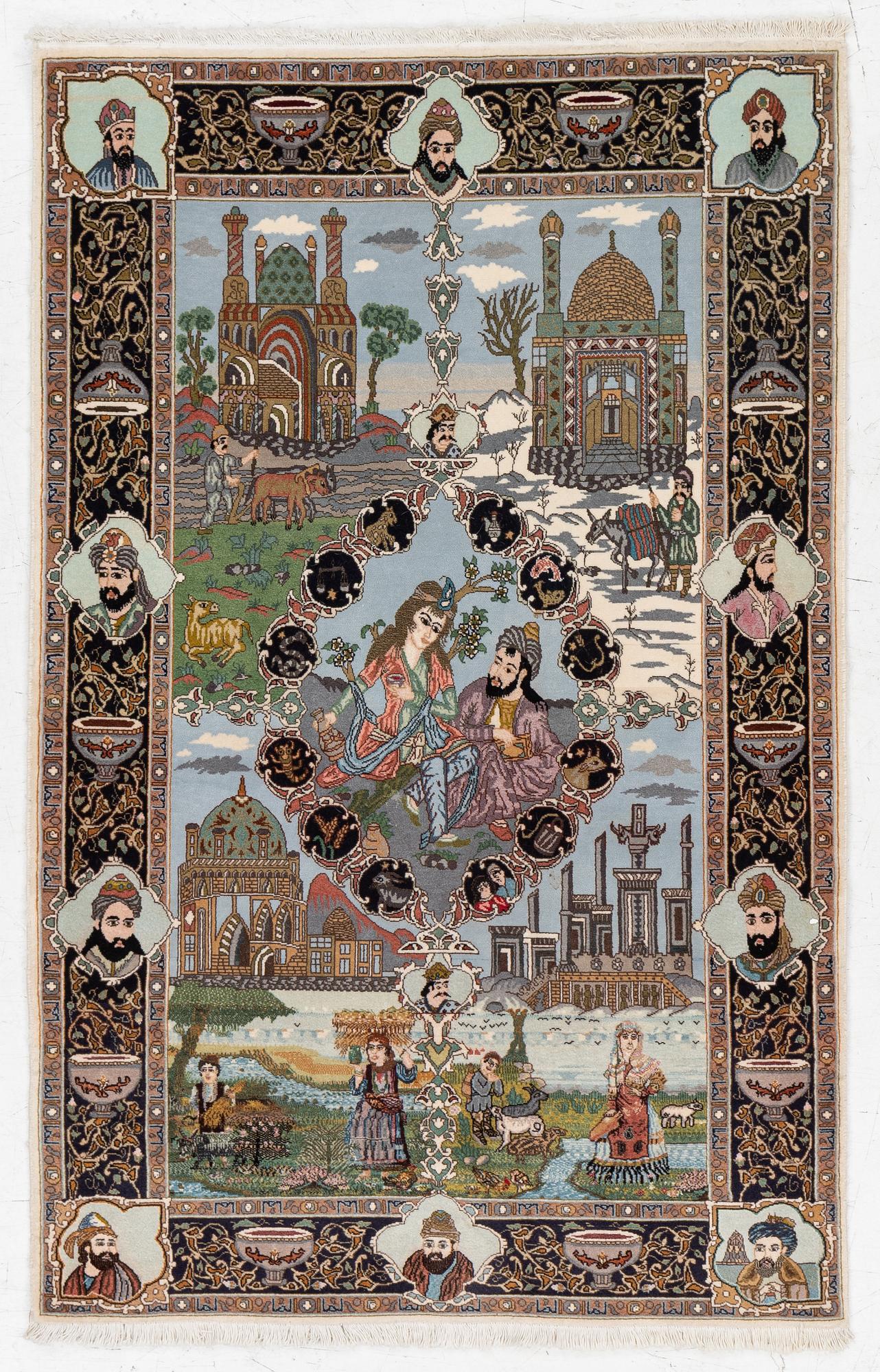 Matta Täbris, figural. "Fyra årstiderna", ca 162 x 105 cm.