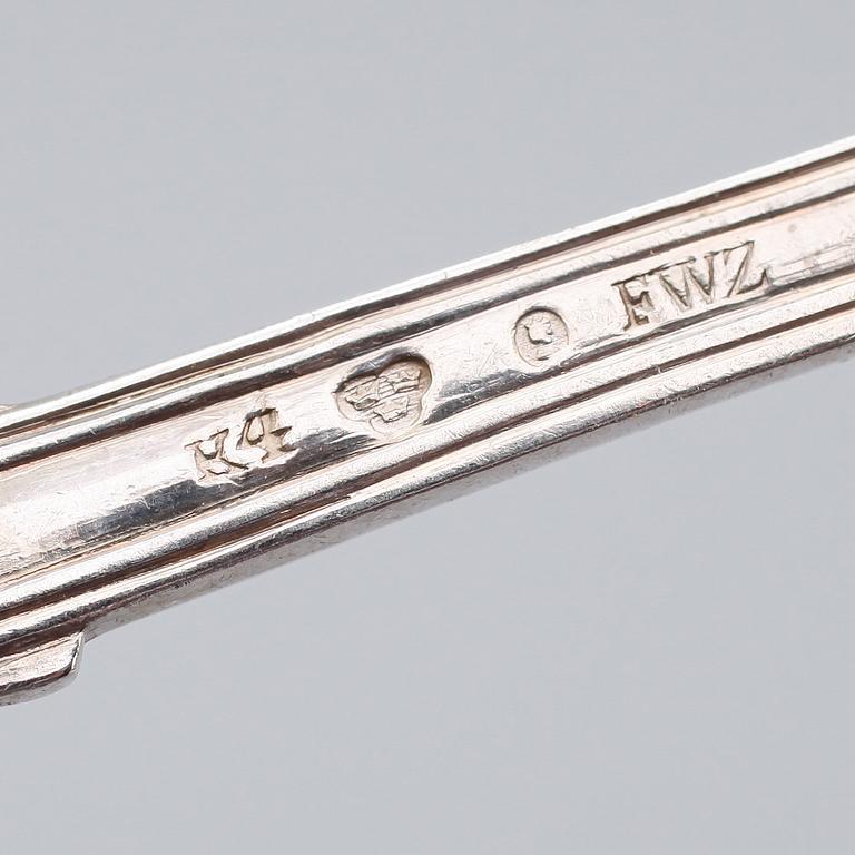 DESSERTSKEDAR, 10 st, silver, Fredrik & Wilhelm Zethelius, Stockholm 1840. Vikt ca 256 gram.