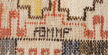 Märta Måås-Fjetterström, 'Grodblad blå', tapestry on linen foundation, c. 75 x 38 cm, signed AB MMF.